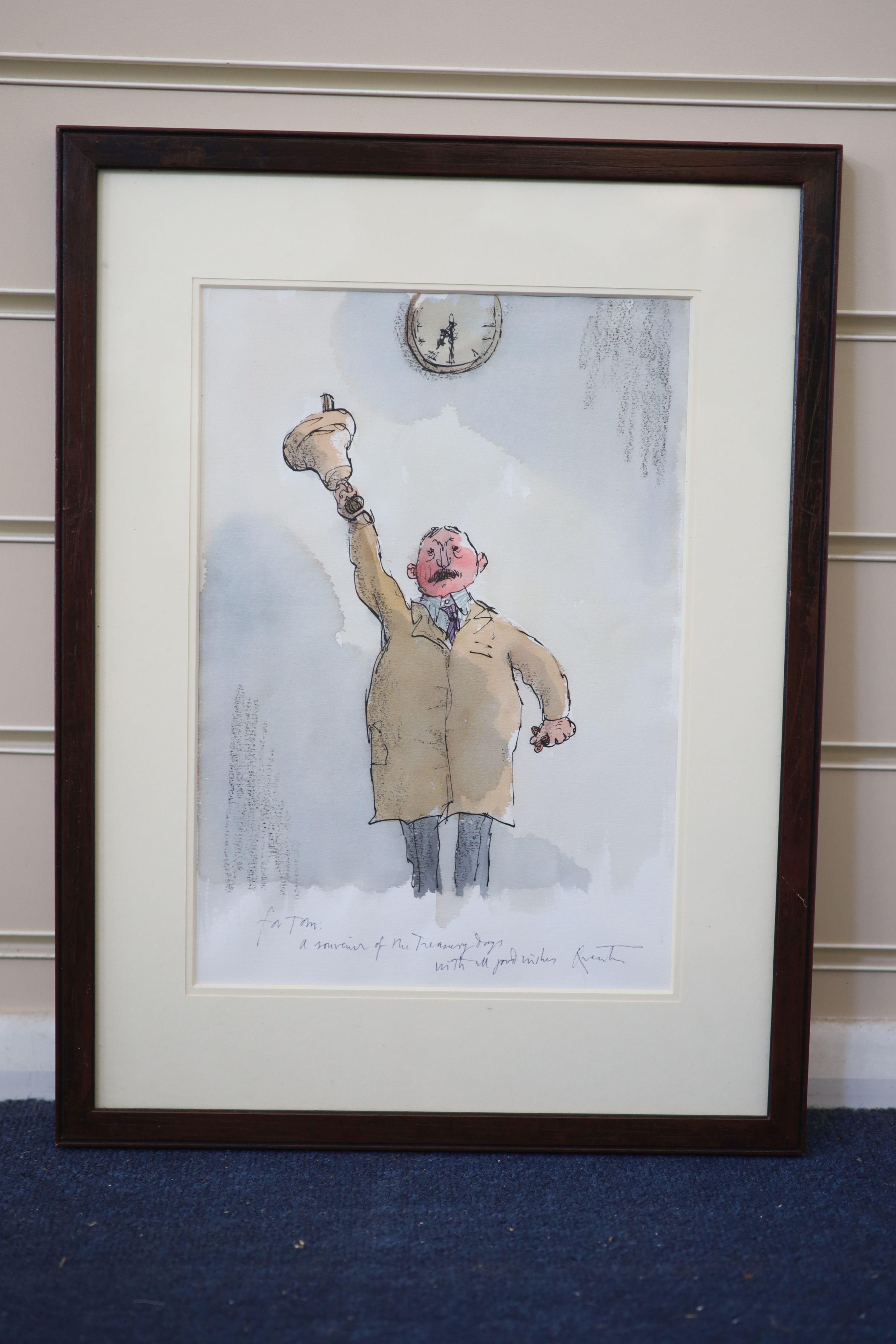 Quentin Blake (1932-), Souvenir of the Treasury days, Ink and watercolour on paper, 31 x 21.5cm